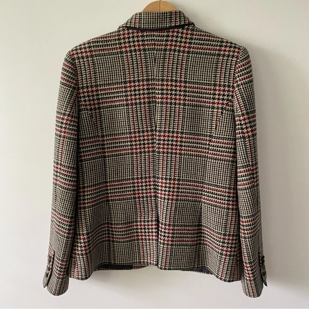 Jessica beige and dark grey plaid tailored wool blazer jacket size 10 womens - Picture 10 of 14